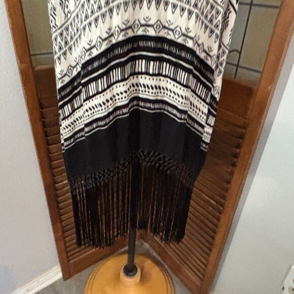 Ruggine Kimono Boho Western Duster Shawl Poncho Wrap Fringe Hem One Size - Picture 9 of 14